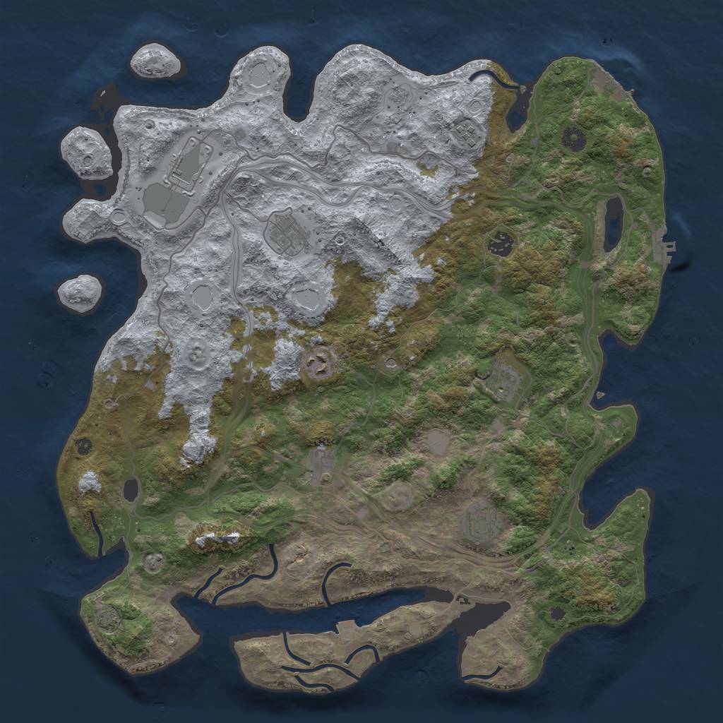 Rust Map: Procedural Map, Size: 4400, Seed: 43890034, 16 Monuments