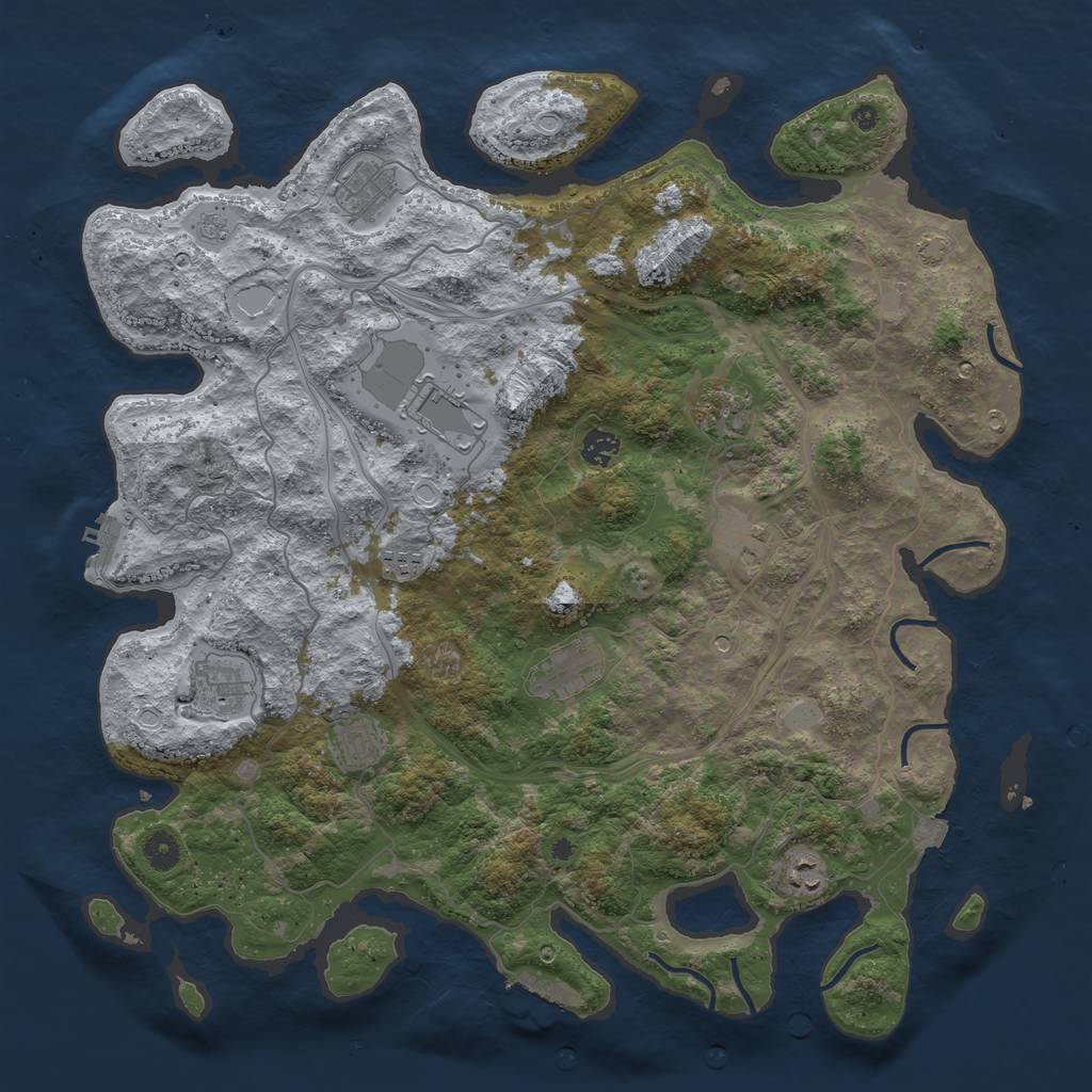 Rust Map: Procedural Map, Size: 4400, Seed: 32750846, 18 Monuments