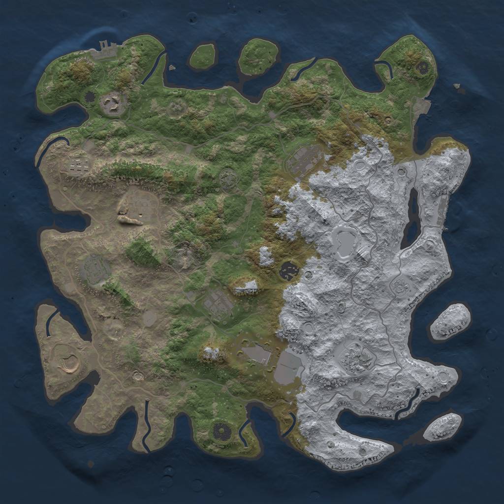 Rust Map: Procedural Map, Size: 4100, Seed: 97668408, 18 Monuments