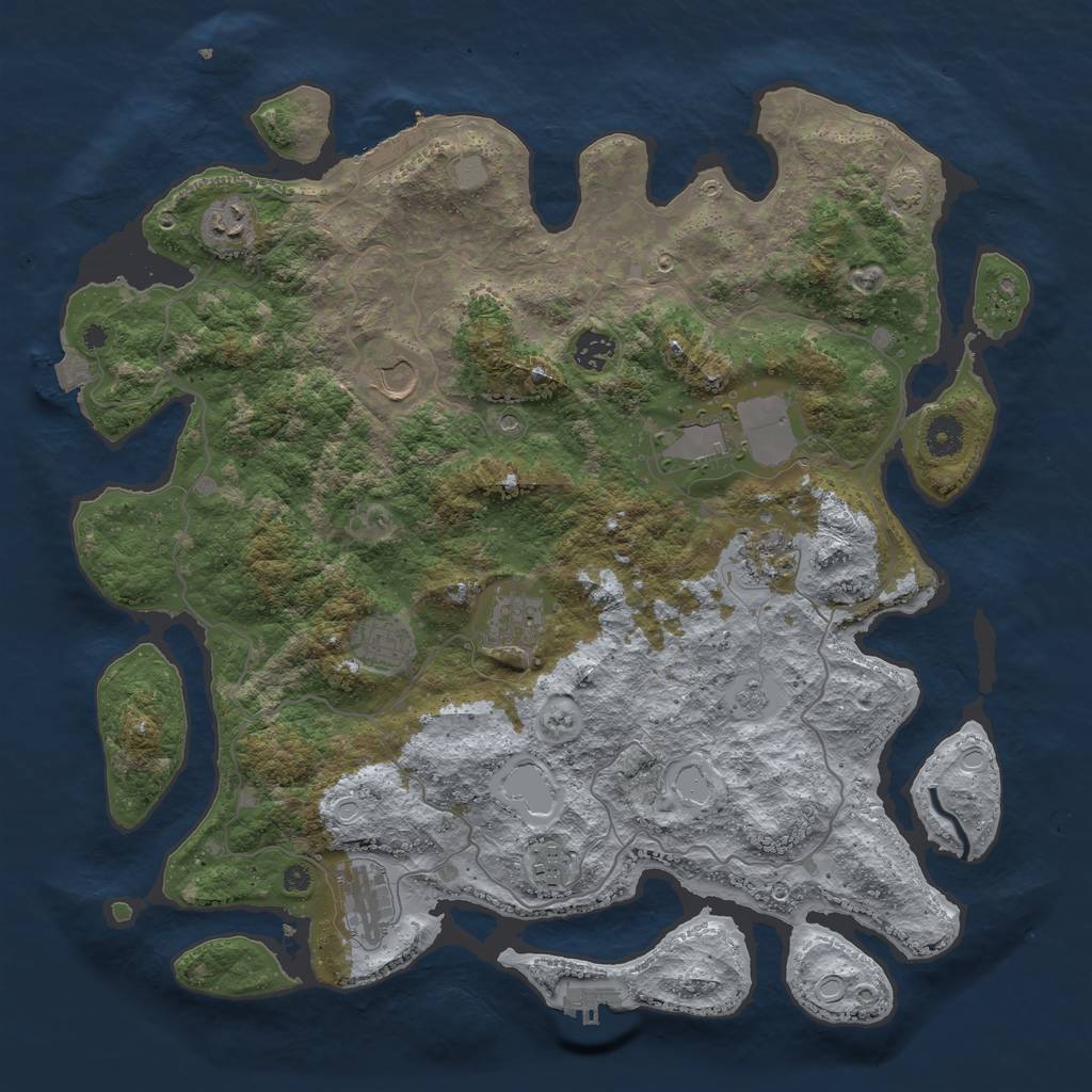 Rust Map: Procedural Map, Size: 4100, Seed: 62073612, 17 Monuments