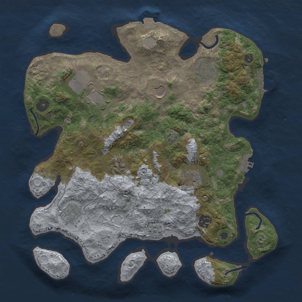 Rust Map: Procedural Map, Size: 3500, Seed: 25305026, 16 Monuments