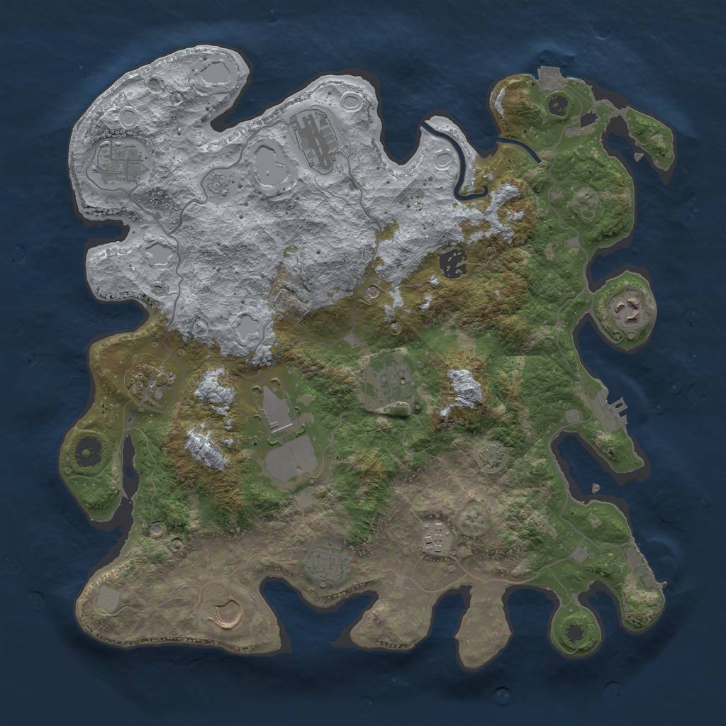 Rust Map: Procedural Map, Size: 3750, Seed: 69890664, 18 Monuments
