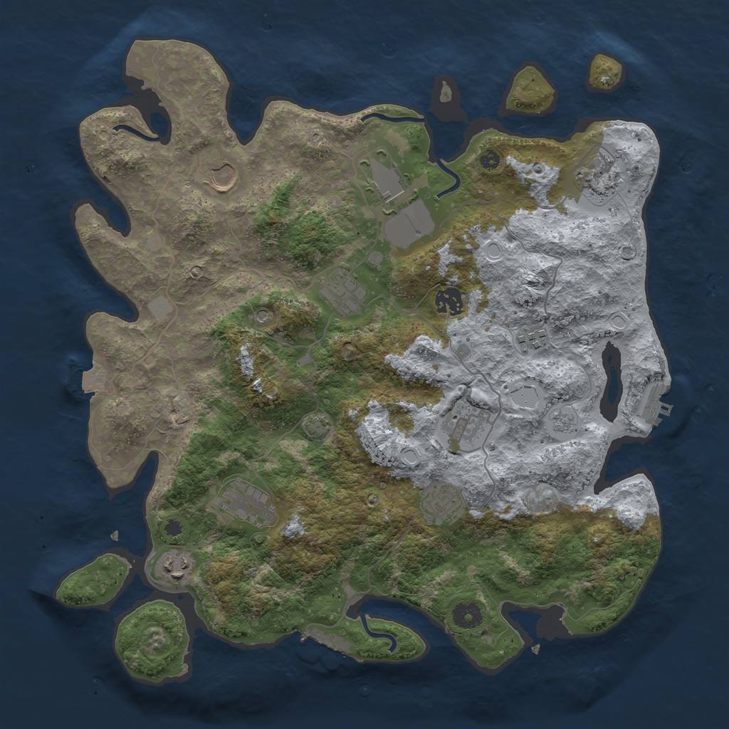 Rust Map: Procedural Map, Size: 3850, Seed: 36779793, 18 Monuments