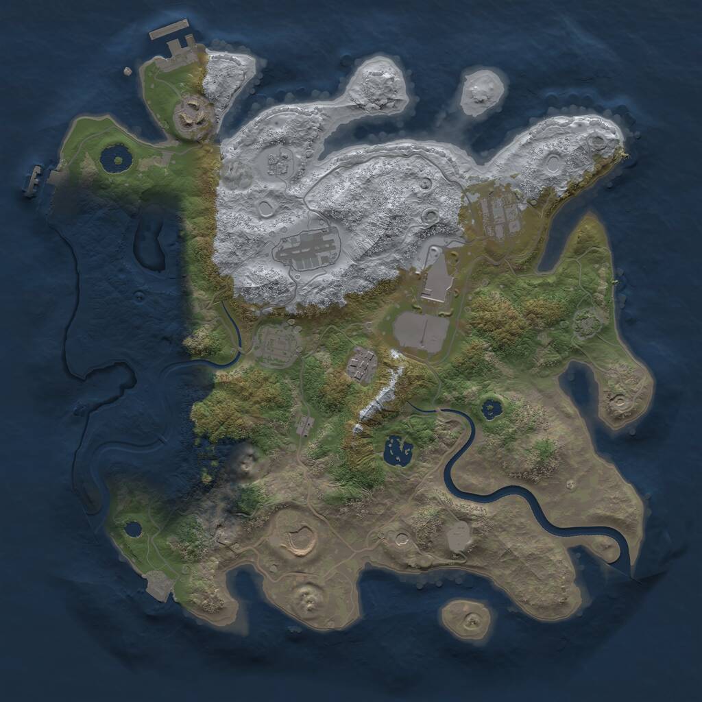 Rust Map: Procedural Map, Size: 3500, Seed: 1625849123, 14 Monuments