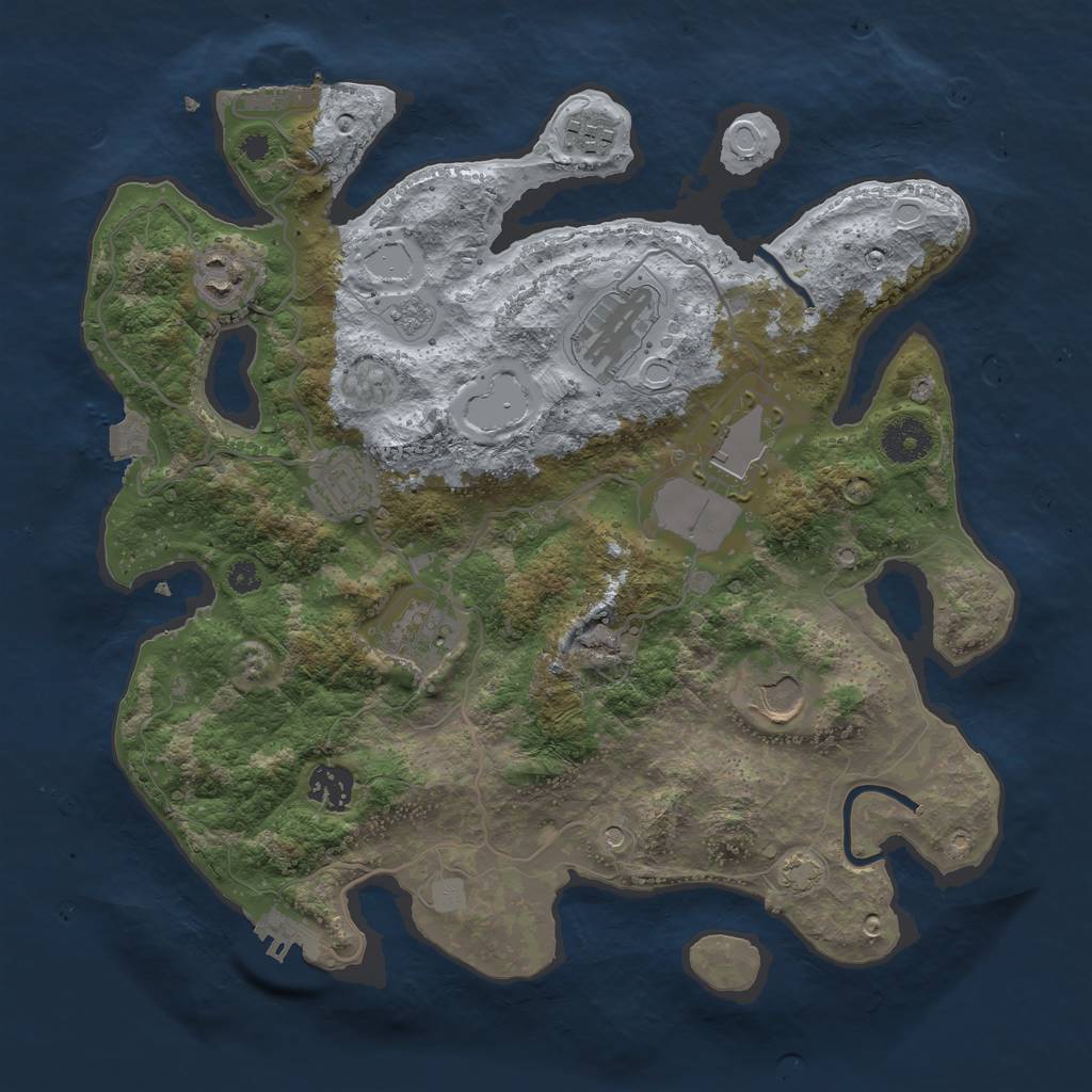 Rust Map: Procedural Map, Size: 3500, Seed: 1625849123, 16 Monuments