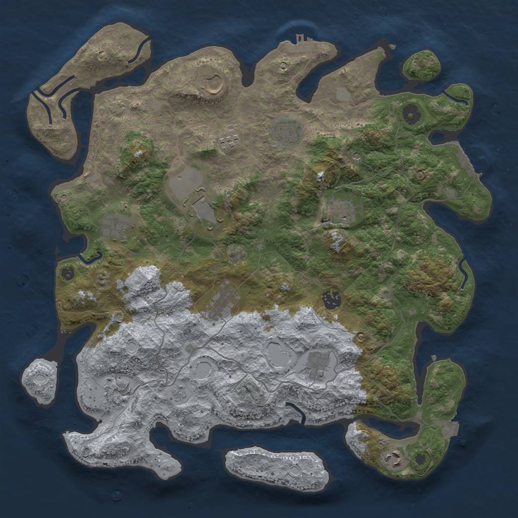 Rust Map: Procedural Map, Size: 4100, Seed: 60953533, 19 Monuments