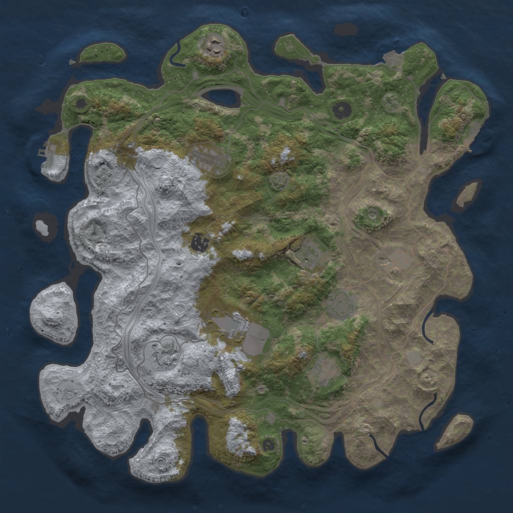 Rust Map: Procedural Map, Size: 4250, Seed: 78928925, 18 Monuments