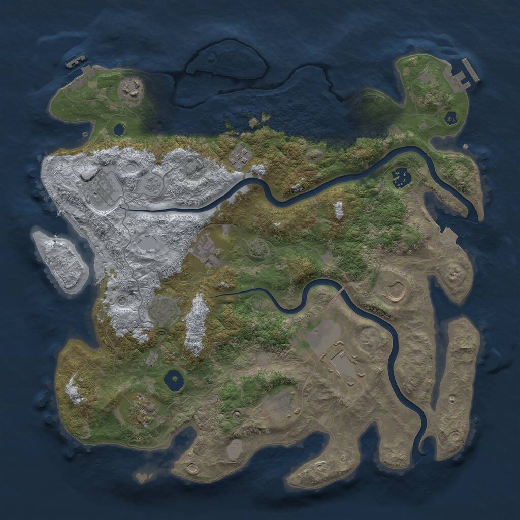 Rust Map: Procedural Map, Size: 3900, Seed: 27269446, 16 Monuments