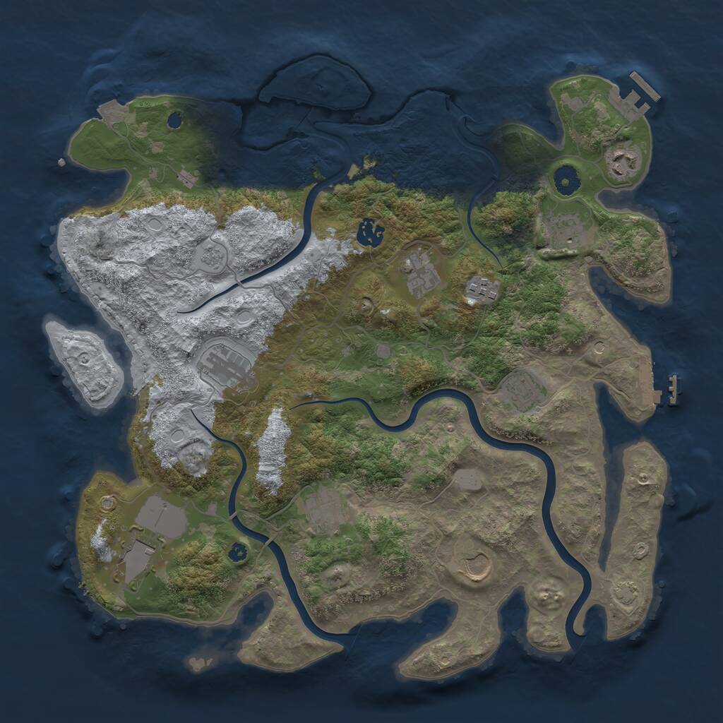 Rust Map: Procedural Map, Size: 3900, Seed: 27269446, 16 Monuments