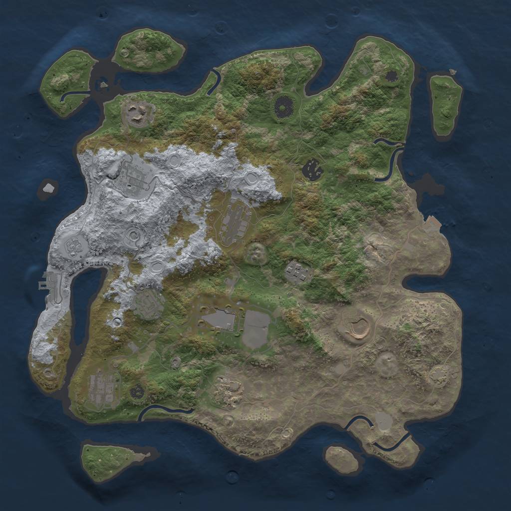 Rust Map: Procedural Map, Size: 3700, Seed: 61544218, 17 Monuments