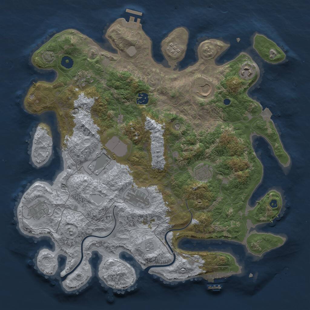 Rust Map: Procedural Map, Size: 3800, Seed: 95323857, 15 Monuments