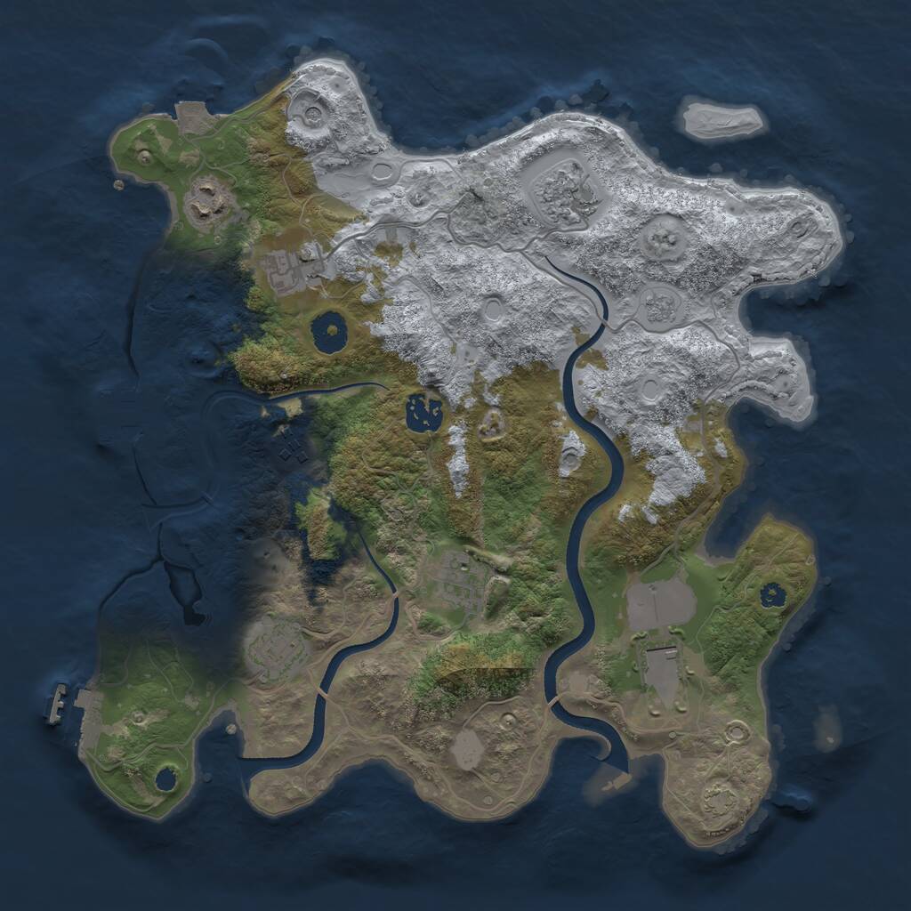 Rust Map: Procedural Map, Size: 3500, Seed: 606621268, 14 Monuments