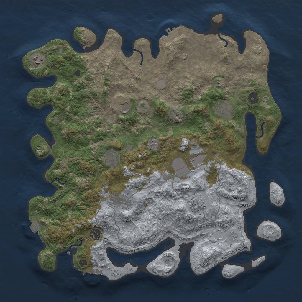 Rust Map: Procedural Map, Size: 4100, Seed: 68461537, 17 Monuments