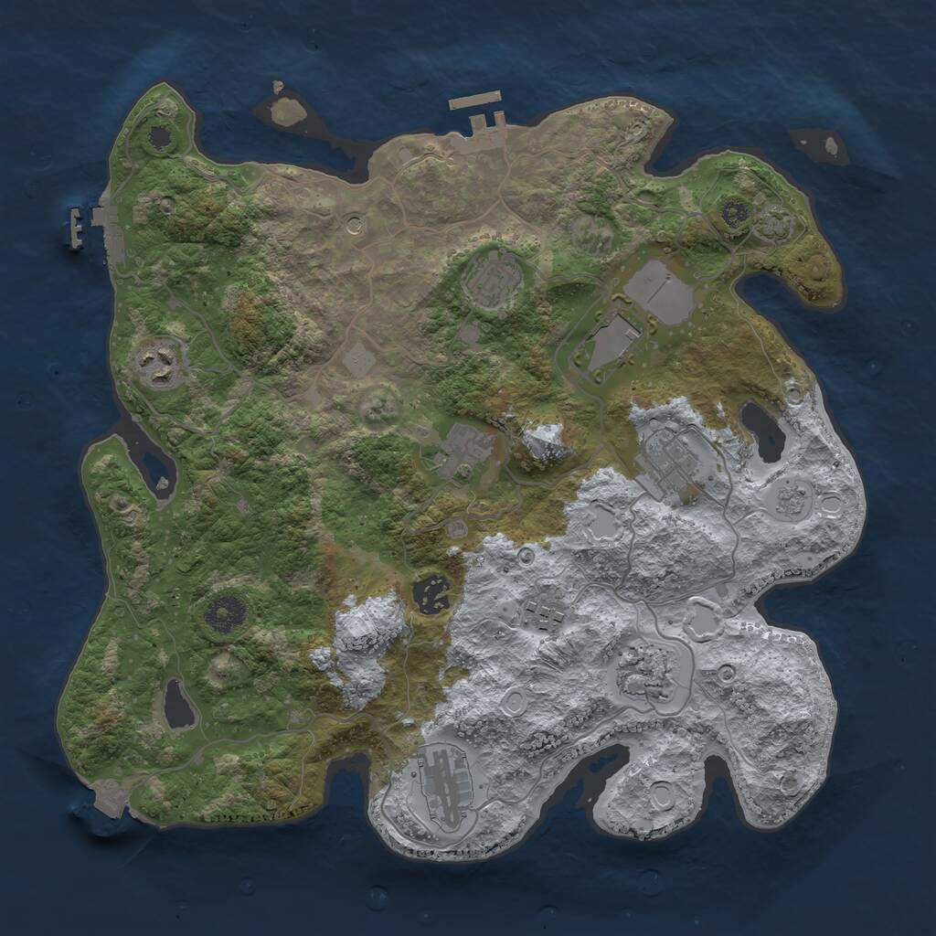Rust Map: Procedural Map, Size: 3600, Seed: 1500, 15 Monuments