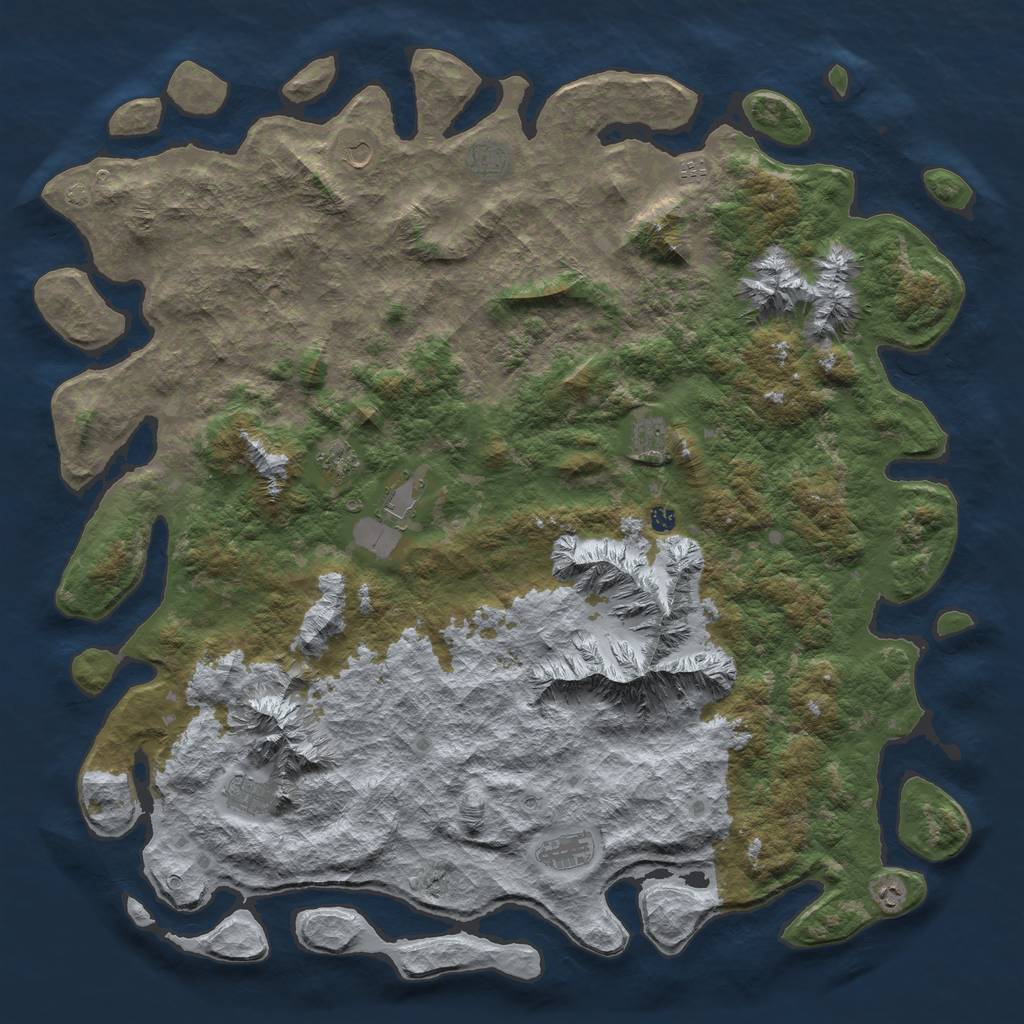 Rust Map: Barren, Size: 6000, Seed: 358765676, 14 Monuments