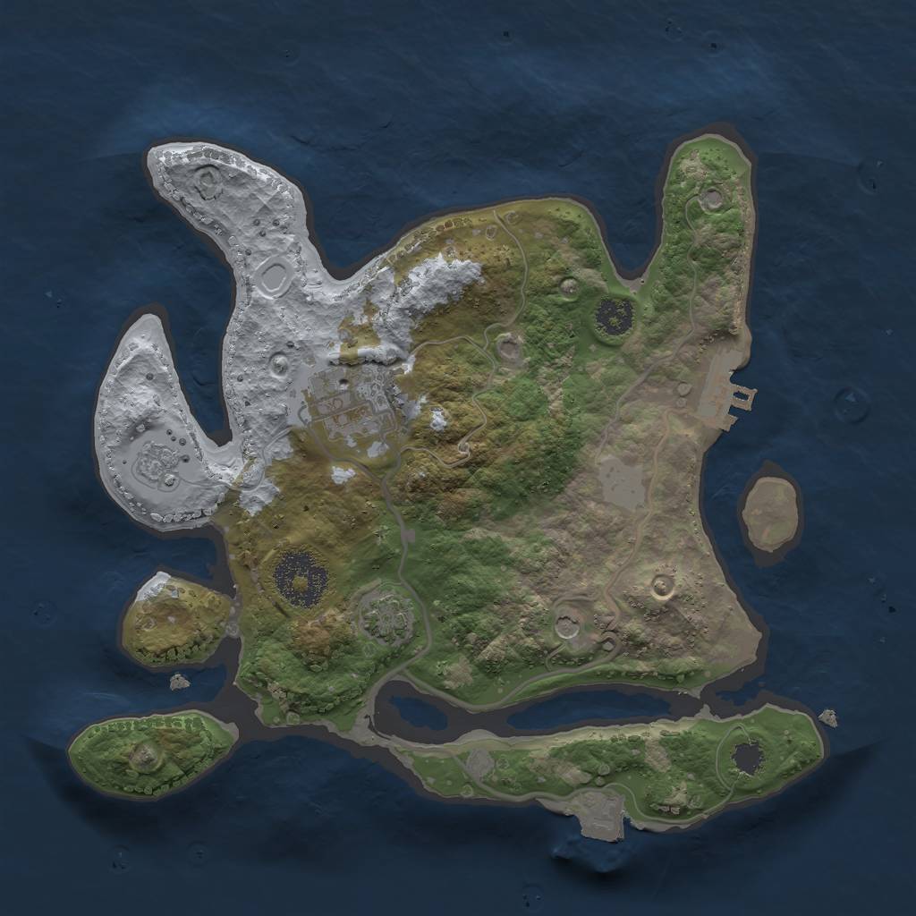 Rust Map: Procedural Map, Size: 2500, Seed: 65959130, 8 Monuments