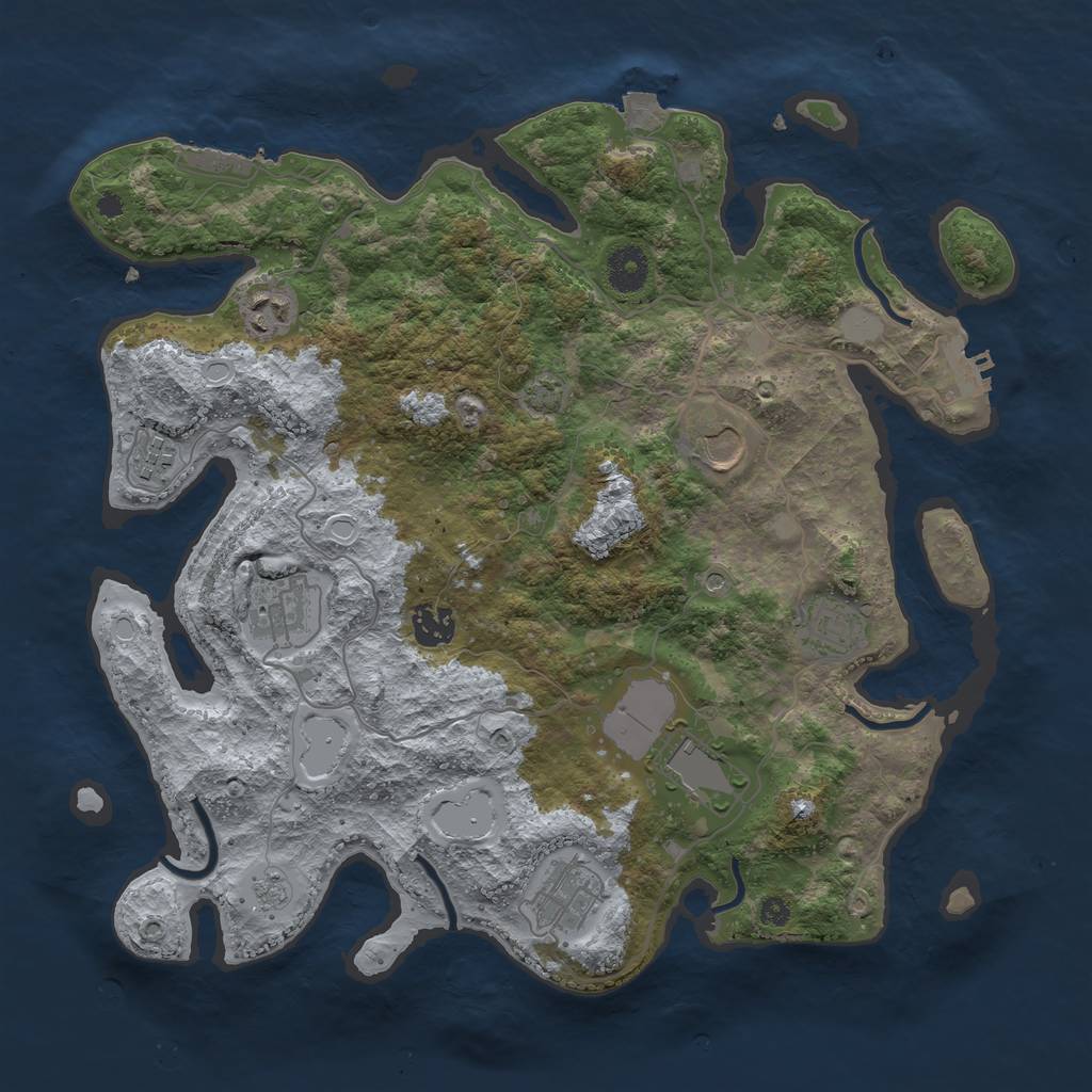 Rust Map: Procedural Map, Size: 3700, Seed: 29023171, 16 Monuments