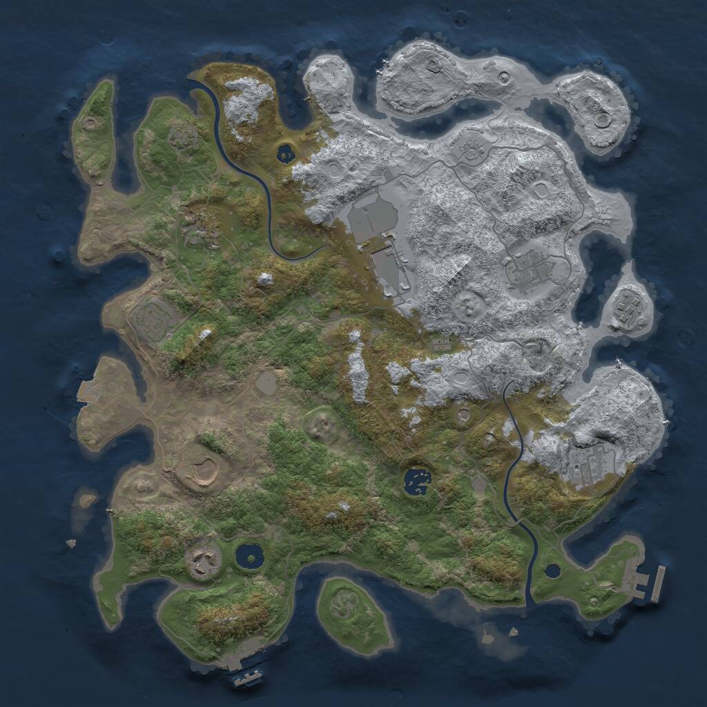 Rust Map: Procedural Map, Size: 3850, Seed: 75326001, 15 Monuments