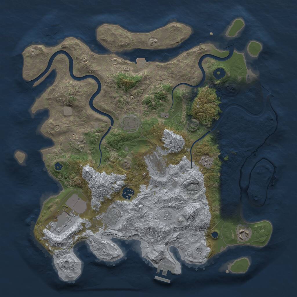 Rust Map: Procedural Map, Size: 3800, Seed: 19462023, 13 Monuments