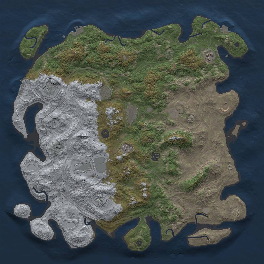 Rust Map: Procedural Map, Size: 4500, Seed: 1138411184, 18 Monuments