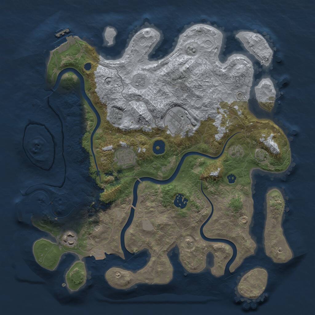 Rust Map: Procedural Map, Size: 3450, Seed: 73054826, 11 Monuments