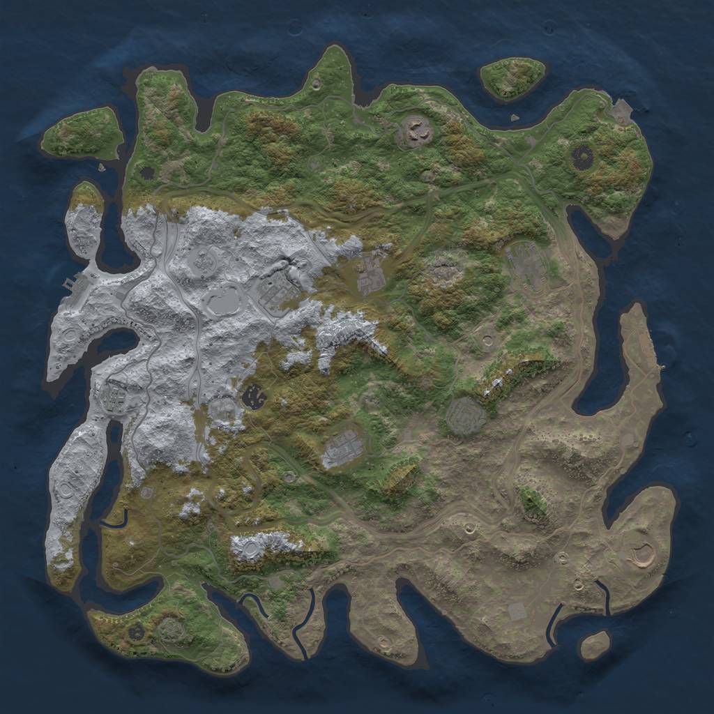 Rust Map: Procedural Map, Size: 4500, Seed: 11301990, 17 Monuments