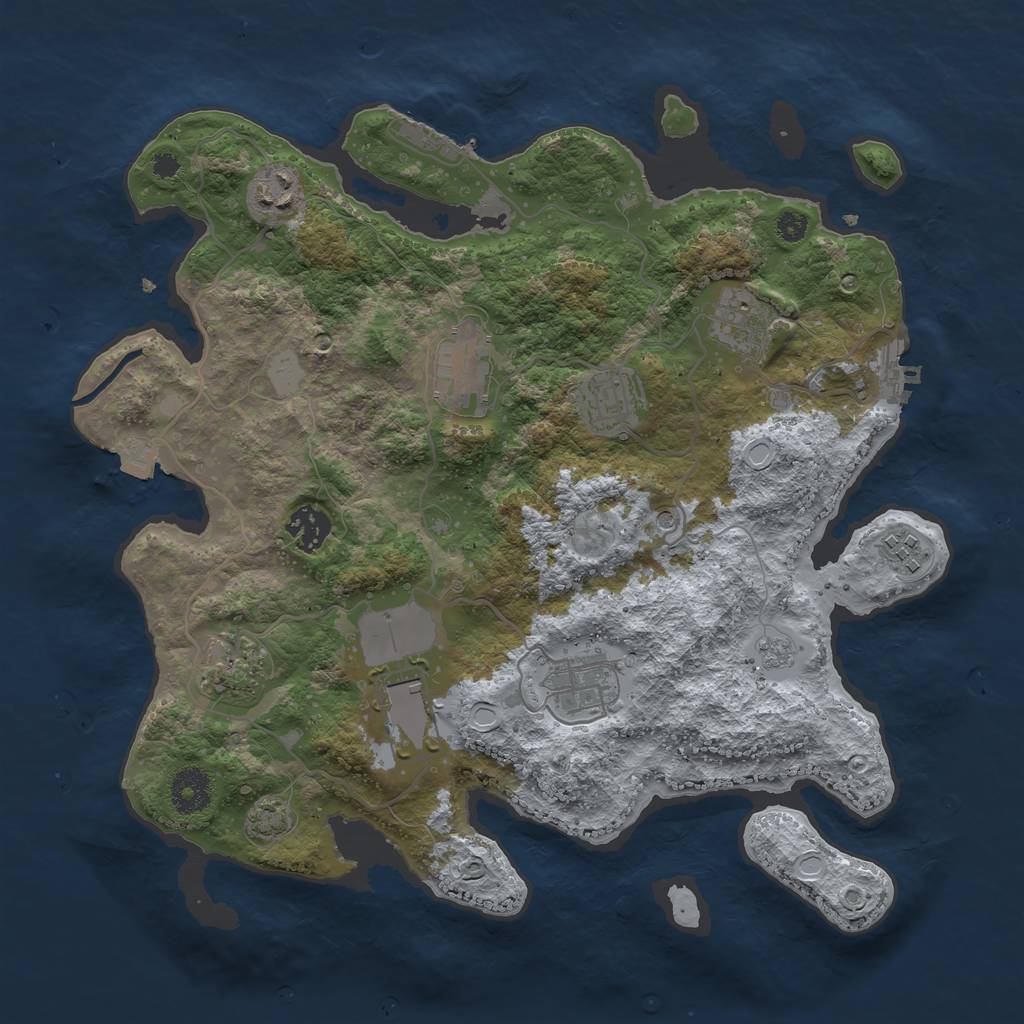 Rust Map: Procedural Map, Size: 3500, Seed: 612398286, 17 Monuments