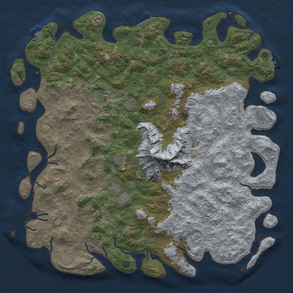 Rust Map: Procedural Map, Size: 6000, Seed: 7280645, 19 Monuments