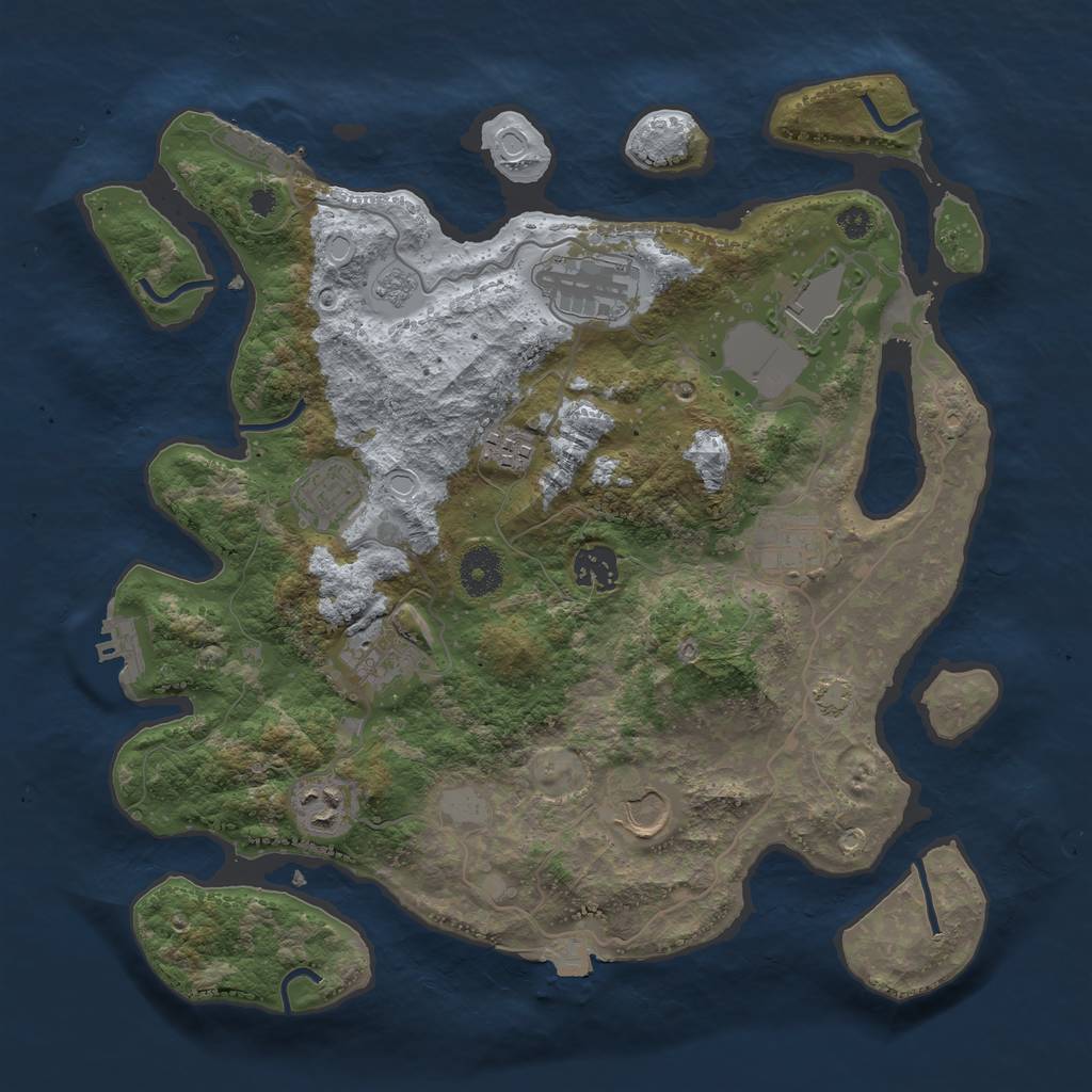 Rust Map: Procedural Map, Size: 3550, Seed: 51006860, 16 Monuments