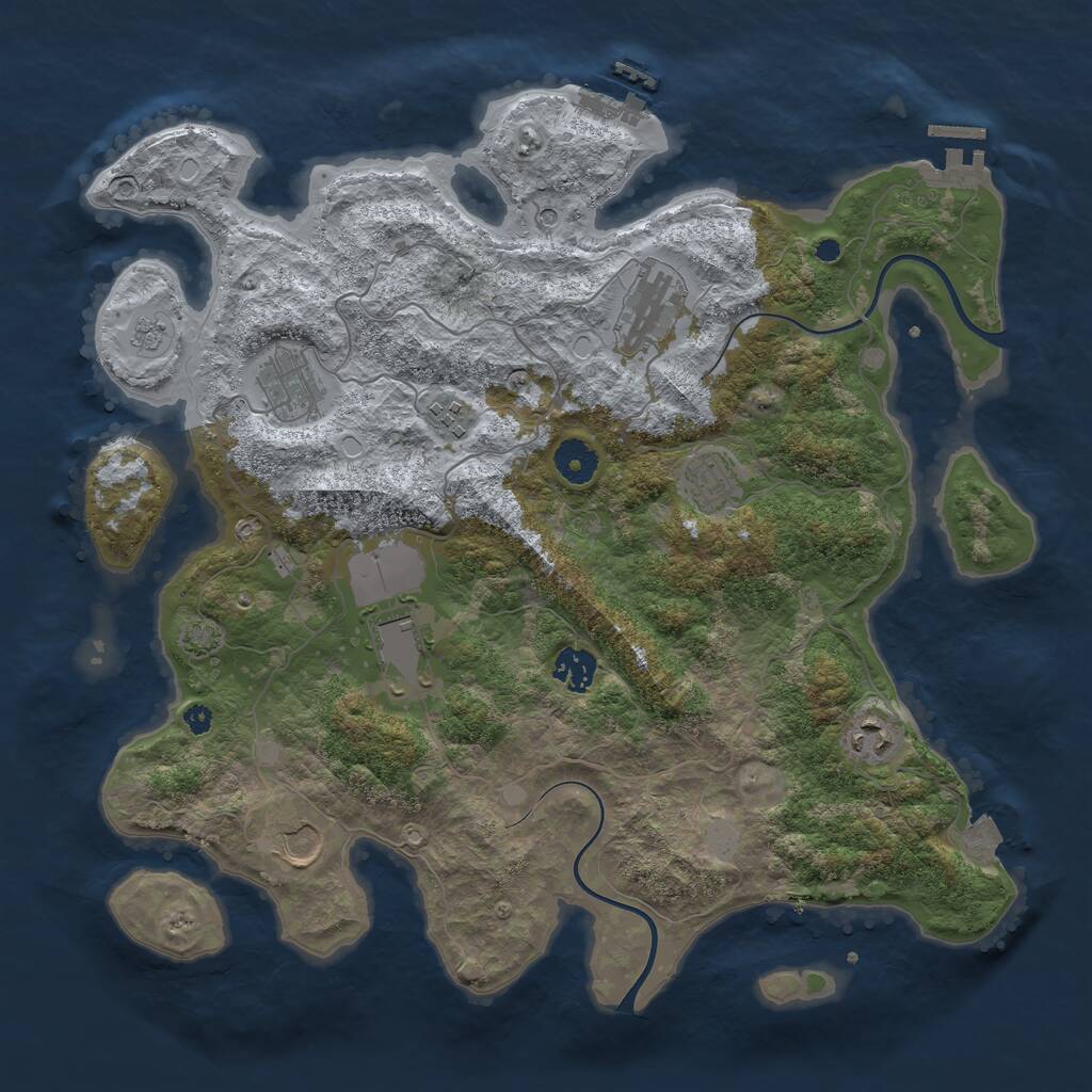 Rust Map: Procedural Map, Size: 3800, Seed: 42134047, 14 Monuments