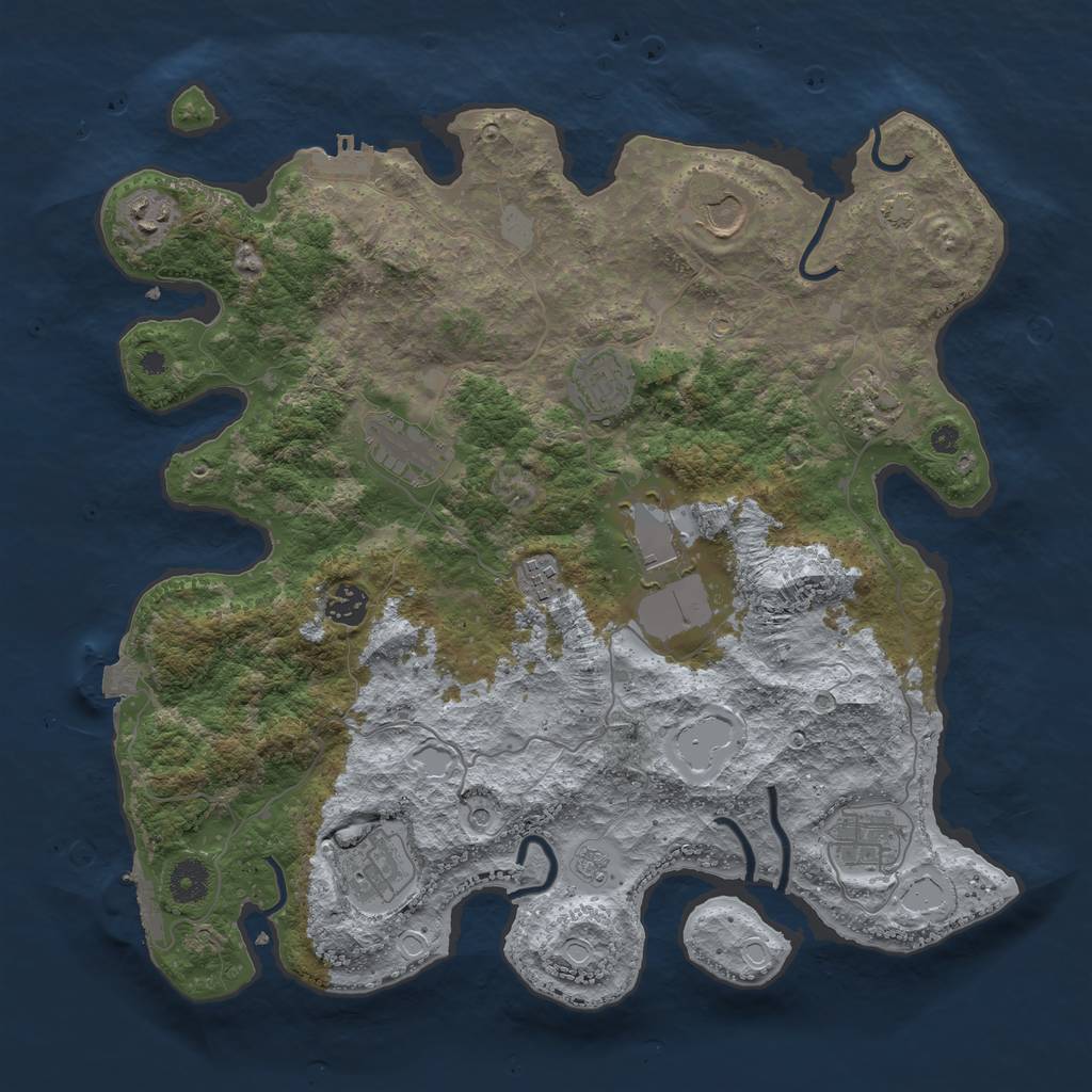 Rust Map: Procedural Map, Size: 3900, Seed: 60288859, 18 Monuments