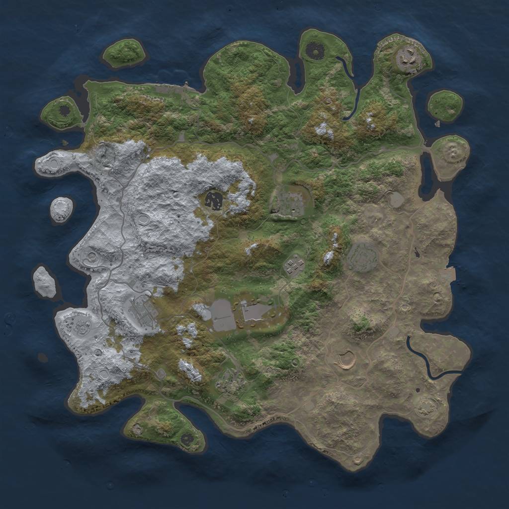 Rust Map: Procedural Map, Size: 4100, Seed: 6951996, 16 Monuments