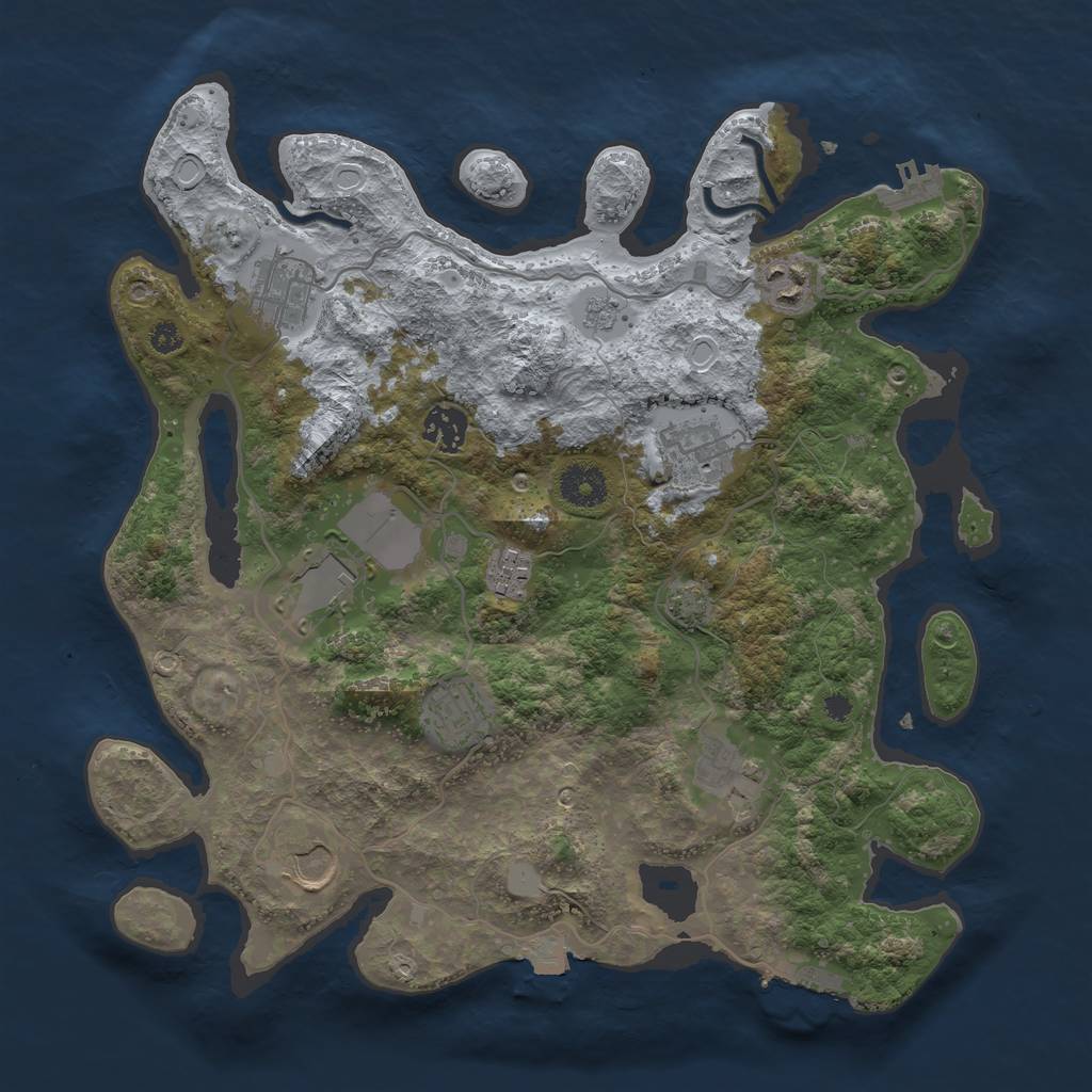 Rust Map: Procedural Map, Size: 3550, Seed: 64324154, 16 Monuments