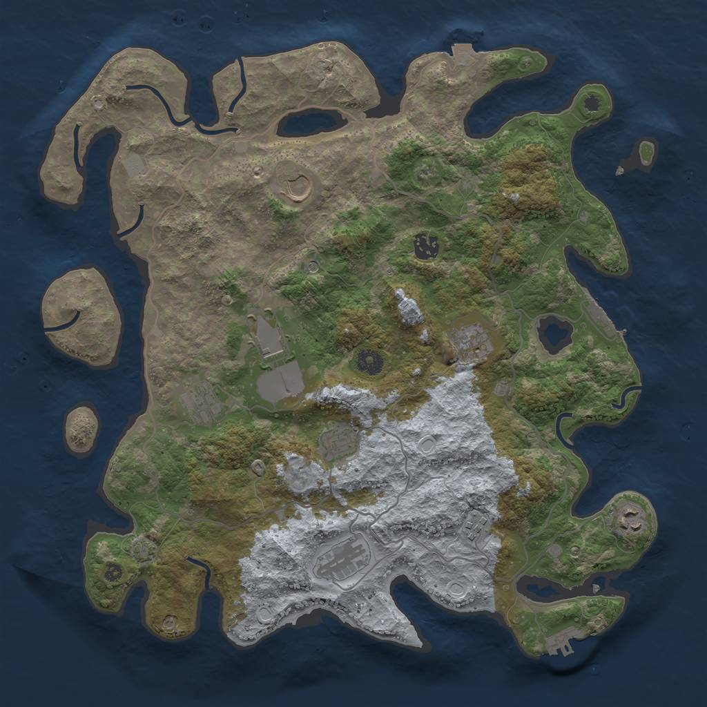 Rust Map: Procedural Map, Size: 4000, Seed: 138821853, 16 Monuments