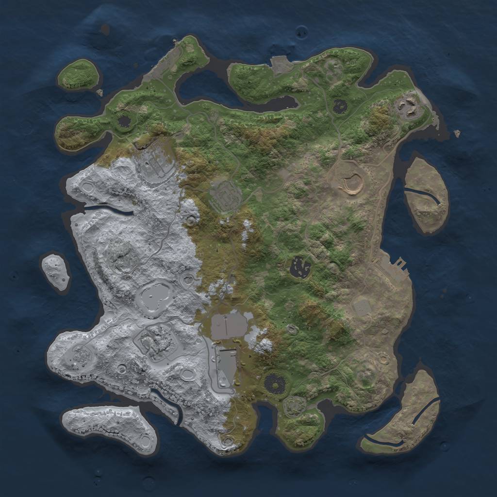 Rust Map: Procedural Map, Size: 3500, Seed: 37583620, 15 Monuments