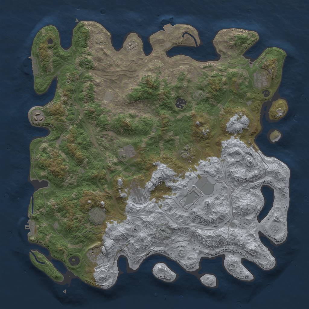 Rust Map: Procedural Map, Size: 4400, Seed: 60910217, 18 Monuments