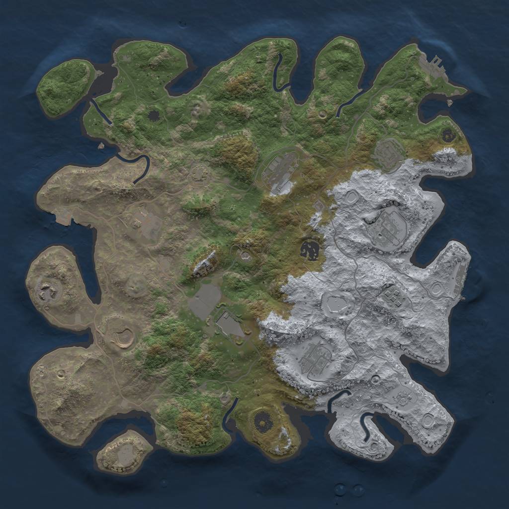 Rust Map: Procedural Map, Size: 3850, Seed: 83268568, 18 Monuments