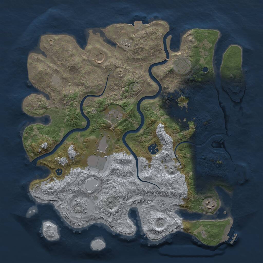 Rust Map: Procedural Map, Size: 3800, Seed: 55830431, 15 Monuments