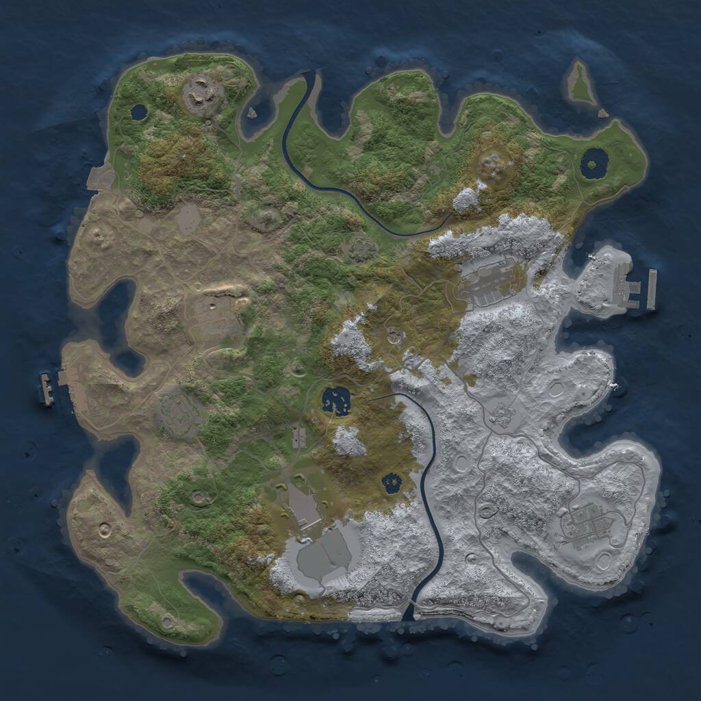 Rust Map: Procedural Map, Size: 3500, Seed: 25026214, 13 Monuments