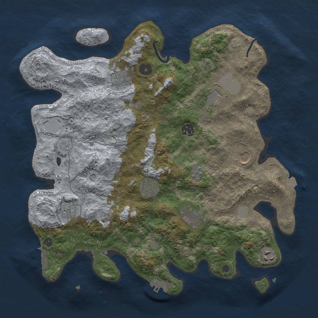 Rust Map: Procedural Map, Size: 3800, Seed: 14493983, 17 Monuments