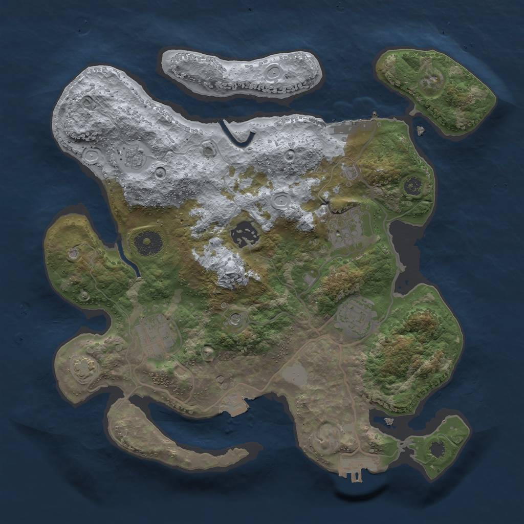 Rust Map: Procedural Map, Size: 3000, Seed: 2074075127, 12 Monuments