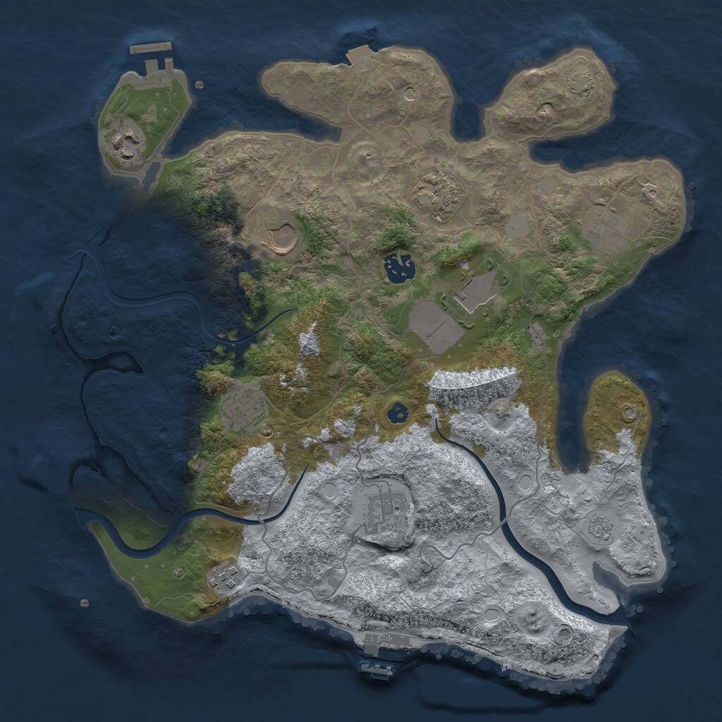 Rust Map: Procedural Map, Size: 3500, Seed: 51127996, 15 Monuments