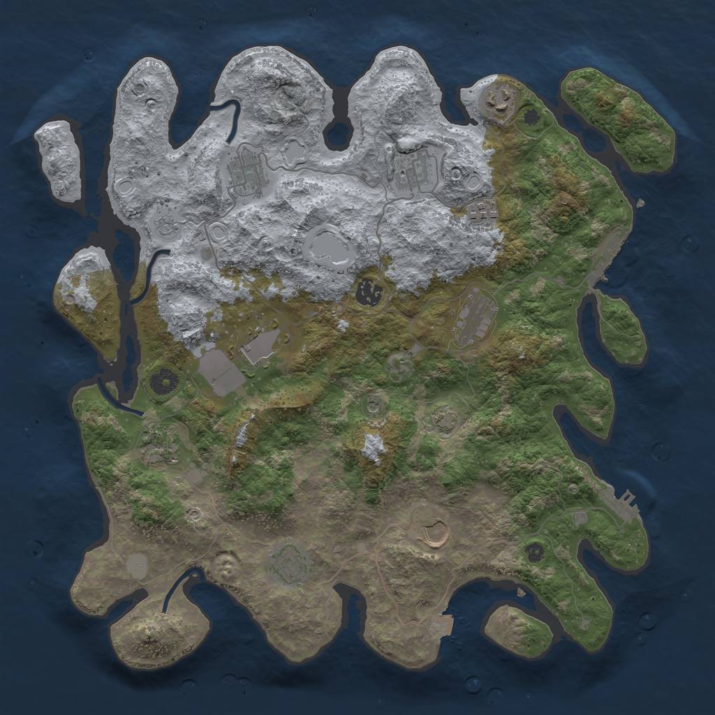 Rust Map: Procedural Map, Size: 3950, Seed: 60575696, 18 Monuments