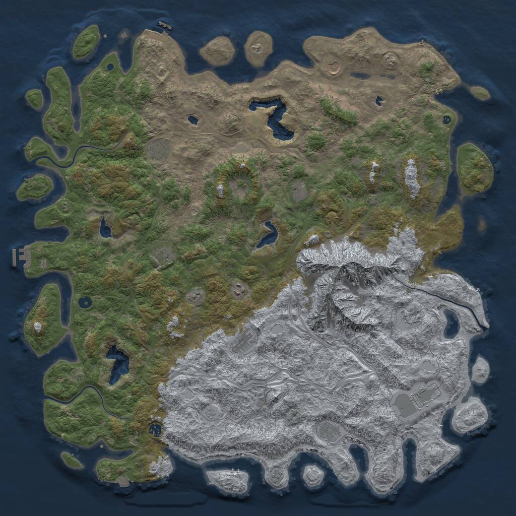 Rust Map: Procedural Map, Size: 6000, Seed: 677624708, 17 Monuments