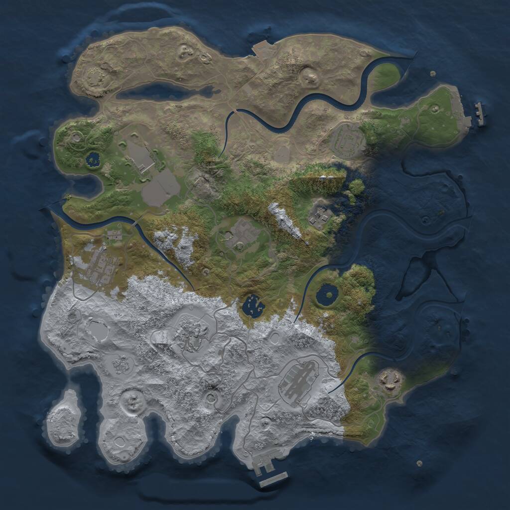 Rust Map: Procedural Map, Size: 3500, Seed: 453315868, 15 Monuments