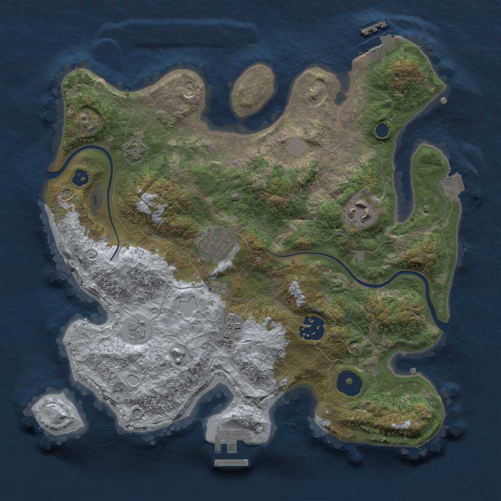 Rust Map: Procedural Map, Size: 3000, Seed: 205806194, 9 Monuments
