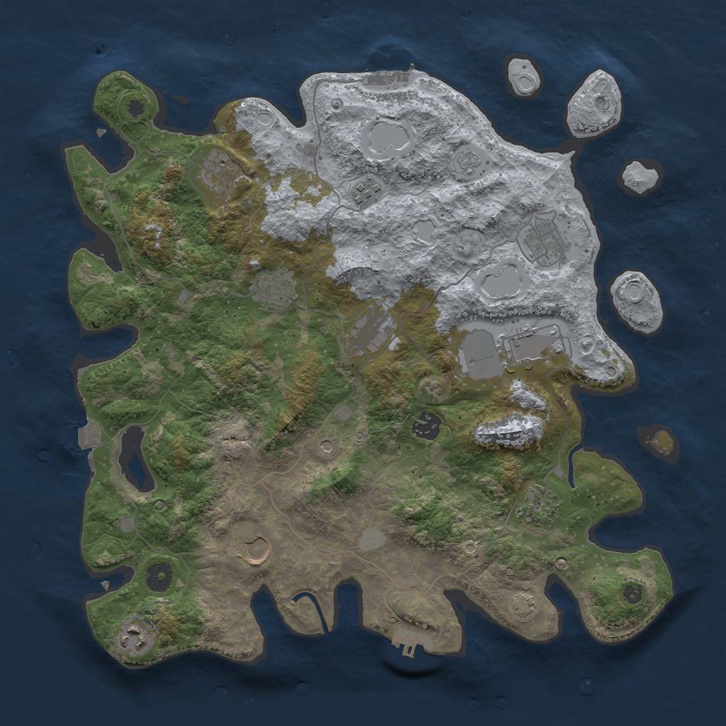 Rust Map: Procedural Map, Size: 3850, Seed: 95198456, 18 Monuments