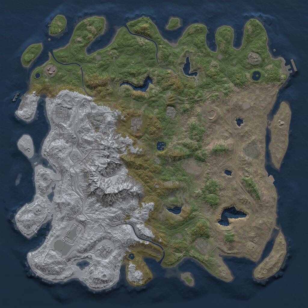 Rust Map: Procedural Map, Size: 5000, Seed: 1702573477, 17 Monuments