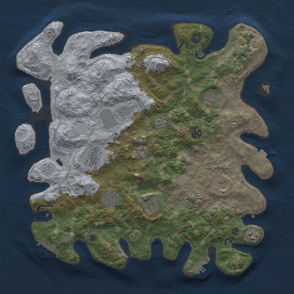 Rust Map: Procedural Map, Size: 4100, Seed: 39603637, 17 Monuments