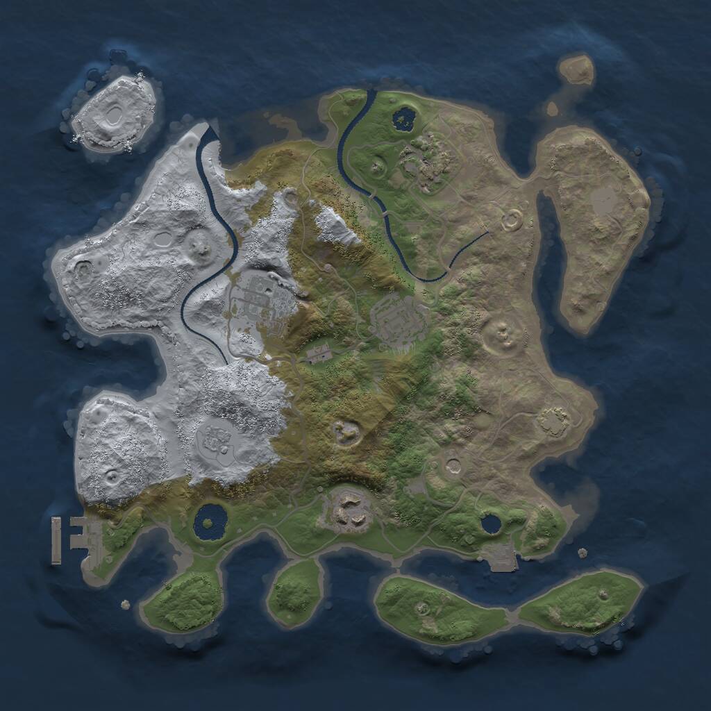 Rust Map: Procedural Map, Size: 3000, Seed: 639301351, 9 Monuments
